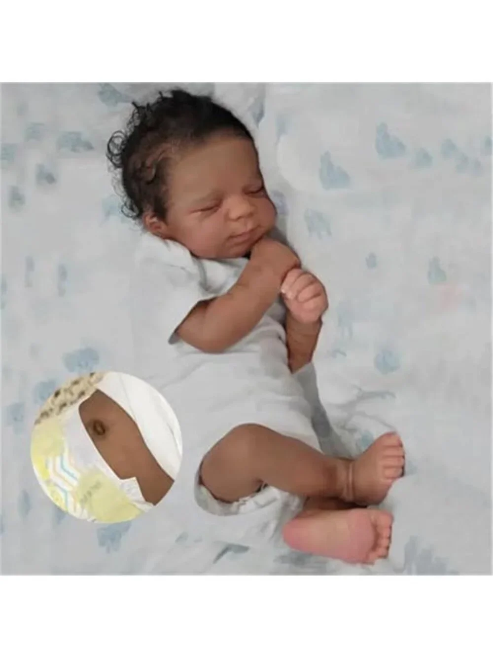 Full Body Silicone Black Reborn Baby Boy Doll Waterproof Anatomically Correct
